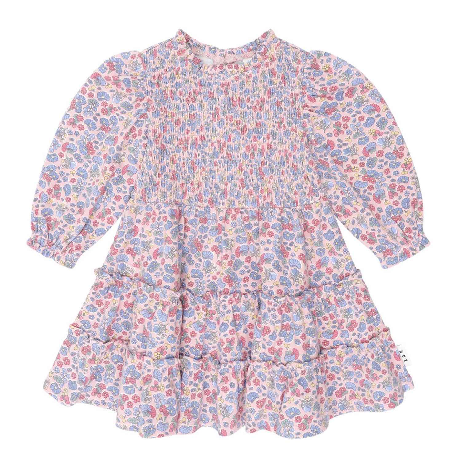 Huxbaby Vintage Floral Puff Long Sleeve Shirred Dress 1-2Y